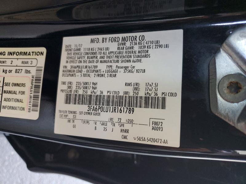 65393566 :رقم المزاد ، 3FA6P0LU1JR161789 vin ، 2018 Ford Fusion مزاد بيع