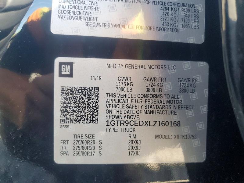 Aukcja sprzedaży 2020 Gmc Sierra, vin: 1GTR9CEDXLZ160168, numer aukcji: 63777066