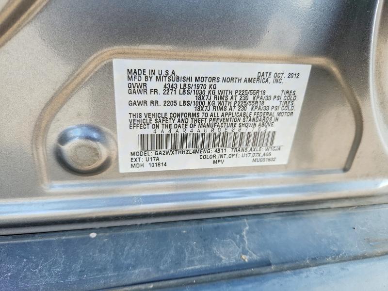 2013 Mitsubishi Outlander Sport მანქანა იყიდება აუქციონზე, vin: 4A4AR4AU0DE007762, აუქციონის ნომერი: 66057006