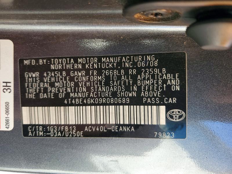 65681556 :رقم المزاد ، 4T4BE46K09R080689 vin ، 2009 Toyota Camry مزاد بيع