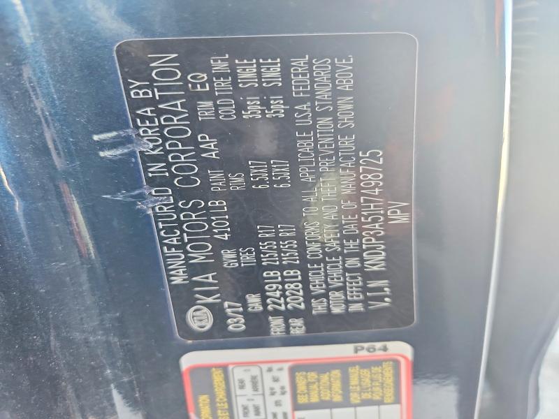 2017 Kia Soul მანქანა იყიდება აუქციონზე, vin: KNDJP3A51H7498725, აუქციონის ნომერი: 66387336