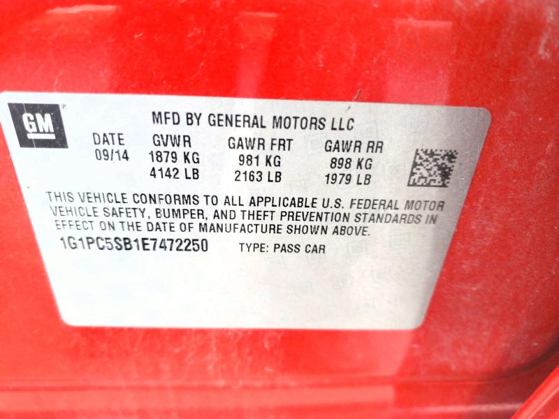 66560026 :رقم المزاد ، 1G1PC5SB1E7472250 vin ، 2014 Chevrolet Cruze مزاد بيع