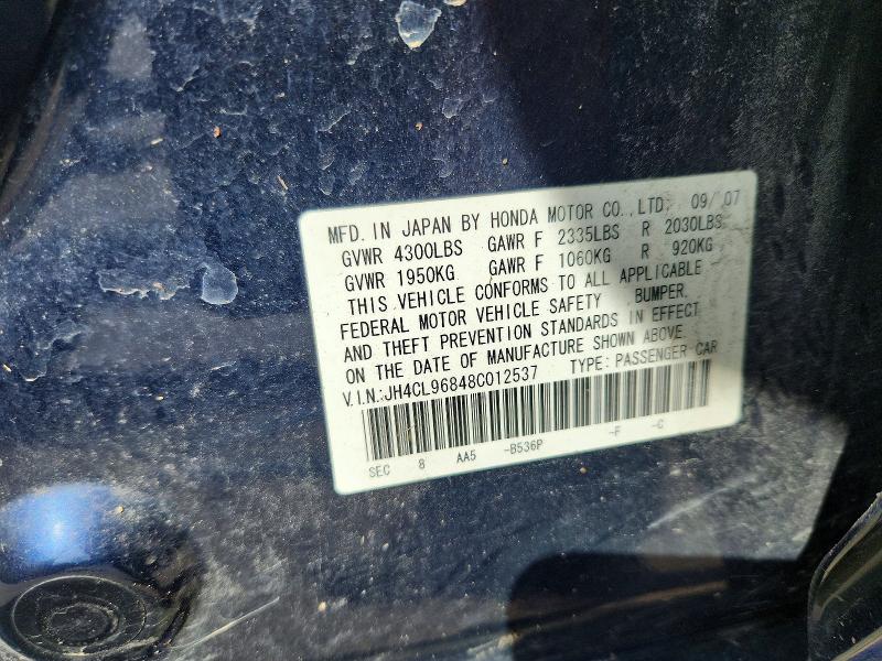 Продаж на аукціоні авто 2008 Acura Tsx, vin: JH4CL96848C012537, номер лоту: 65410776