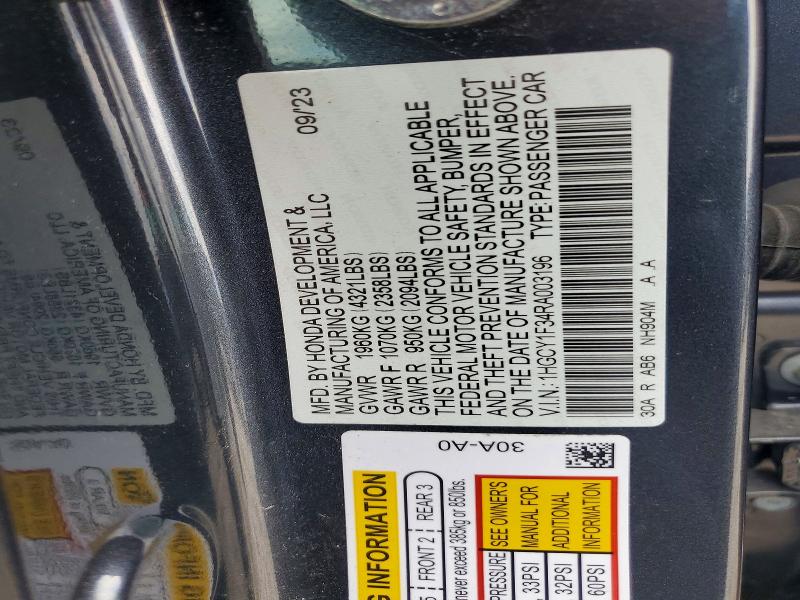 Aukcja sprzedaży 2024 Honda Accord, vin: 1HGCY1F34RA003196, numer aukcji: 62673586