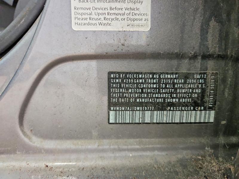 64249616 :رقم المزاد ، WVWDM7AJ1DW019777 vin ، 2013 Volkswagen Golf مزاد بيع