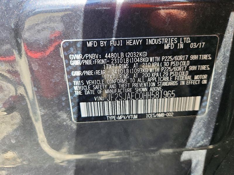 66056006 :رقم المزاد ، JF2SJAEC0HH581965 vin ، 2017 Subaru Forester مزاد بيع