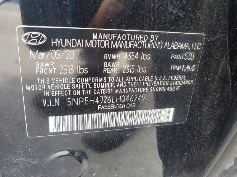 Aukcja sprzedaży 2020 Hyundai Sonata, vin: 5NPEH4J26LH046249, numer aukcji: 65819006