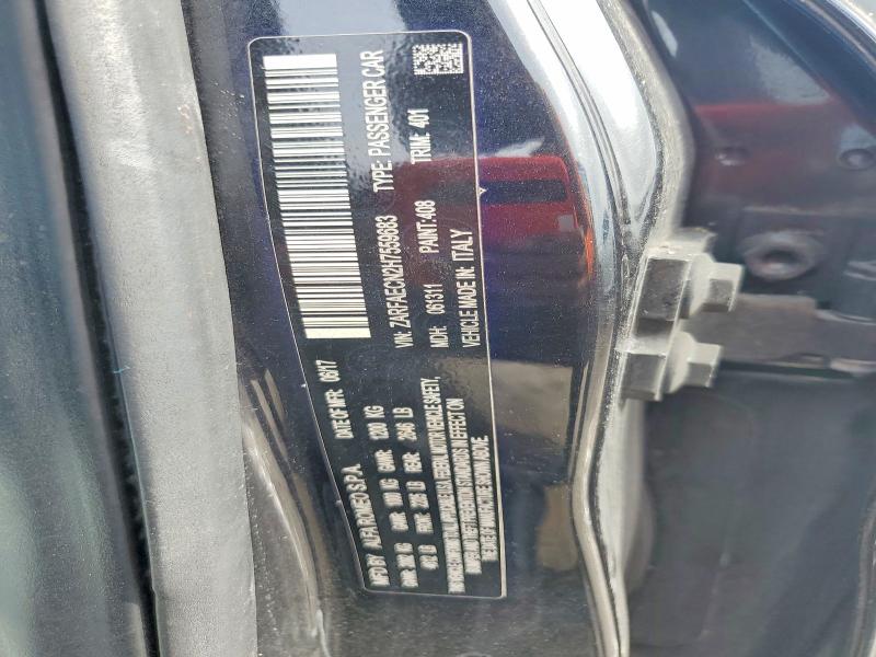 64216946 :رقم المزاد ، ZARFAECN2H7559683 vin ، 2017 Alfa Romeo Giulia مزاد بيع