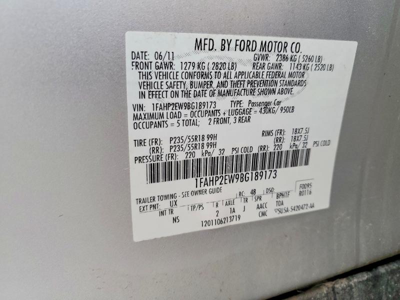 2011 Ford Taurus მანქანა იყიდება აუქციონზე, vin: 1FAHP2EW9BG189173, აუქციონის ნომერი: 64182506