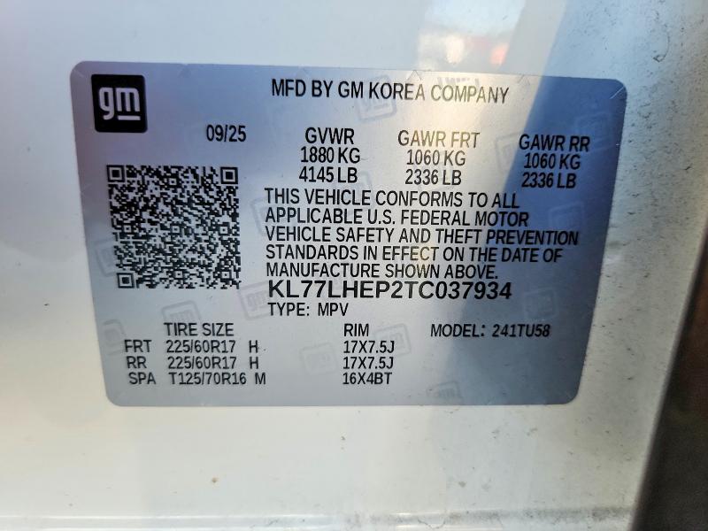 65730086 :رقم المزاد ، KL77LHEP2TC037934 vin ، 2026 Chevrolet Trax مزاد بيع