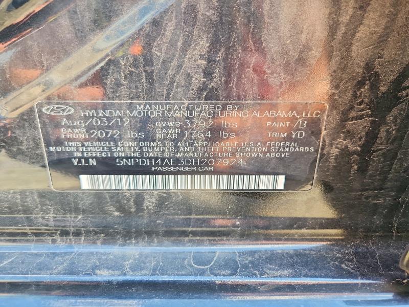 64282506 :رقم المزاد ، 5NPDH4AE3DH207924 vin ، 2013 Hyundai Elantra مزاد بيع