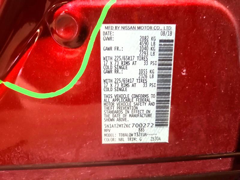 Продаж на аукціоні авто 2019 Nissan Rogue, vin: 5N1AT2MT2KC700272, номер лоту: 63651186