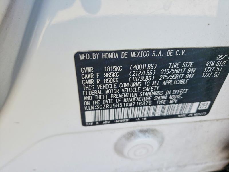 66934806 :رقم المزاد ، 3CZRU5H51KM716876 vin ، 2019 Honda Hr-v مزاد بيع