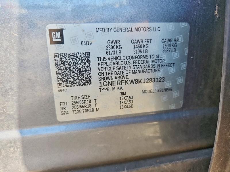 Aukcja sprzedaży 2019 Chevrolet Traverse, vin: 1GNERFKW8KJ283123, numer aukcji: 65814236