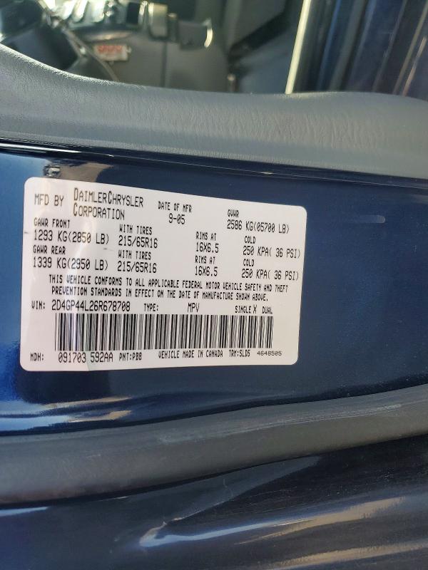 Aukcja sprzedaży 2006 Dodge Grand Caravan, vin: 2D4GP44L26R678708, numer aukcji: 66513836