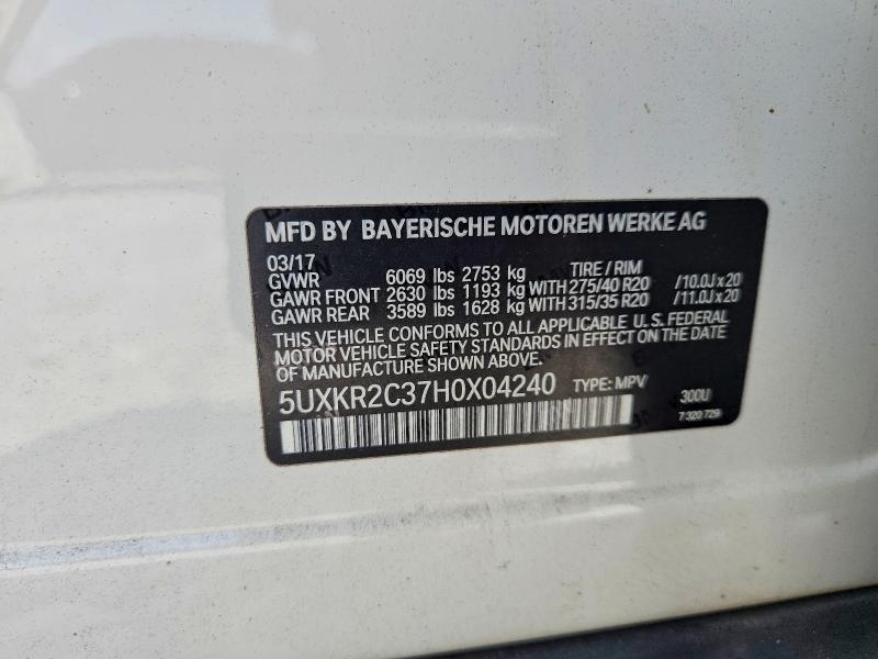 65138466 :رقم المزاد ، 5UXKR2C37H0X04240 vin ، 2017 Bmw X5 مزاد بيع