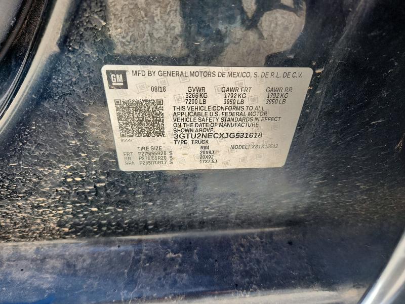 Aukcja sprzedaży 2018 Gmc Sierra, vin: 3GTU2NECXJG531618, numer aukcji: 64912506