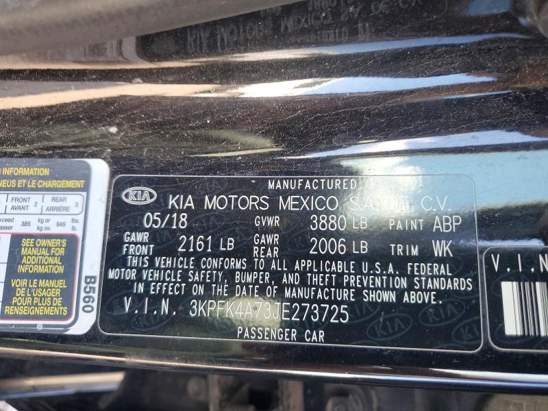 63552776 :رقم المزاد ، 3KPFK4A73JE273725 vin ، 2018 Kia Forte مزاد بيع