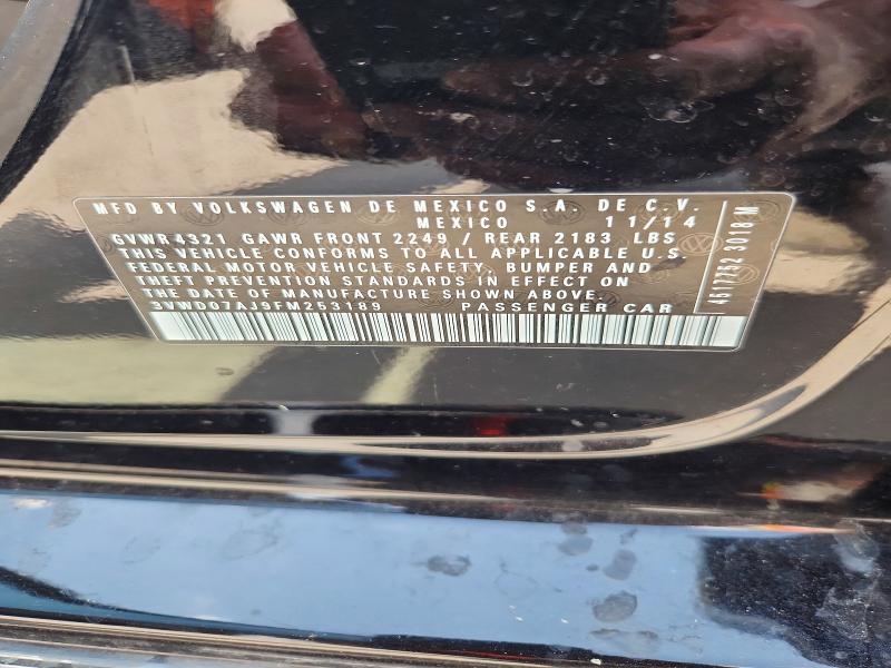 64554146 :رقم المزاد ، 3VWD07AJ9FM253189 vin ، 2015 Volkswagen Jetta مزاد بيع