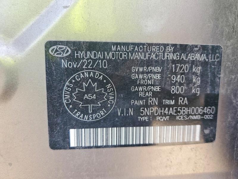 Aukcja sprzedaży 2011 Hyundai Elantra, vin: 5NPDH4AE5BH006460, numer aukcji: 65379706