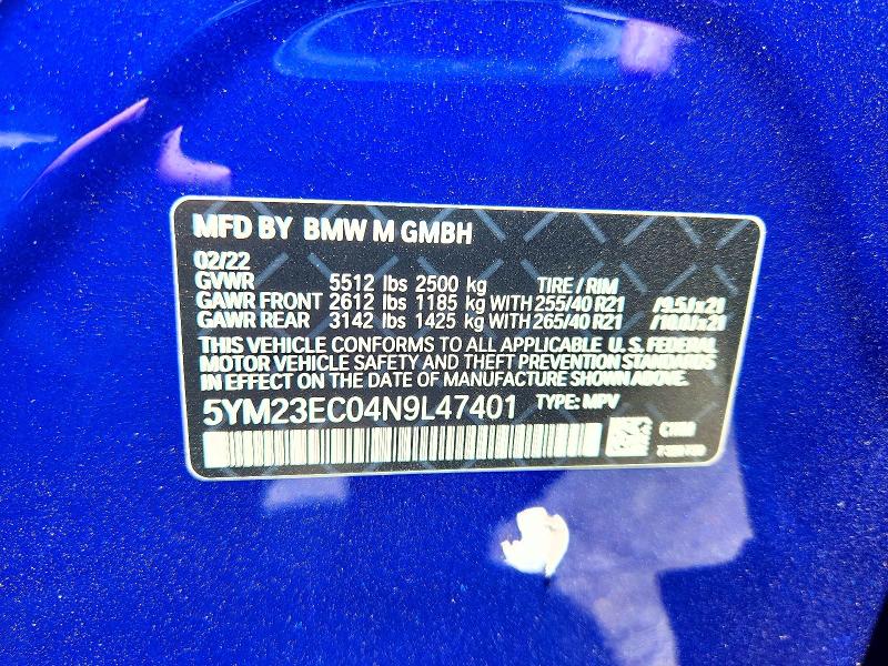 63895706 :رقم المزاد ، 5YM23EC04N9L47401 vin ، 2022 Bmw X4 مزاد بيع