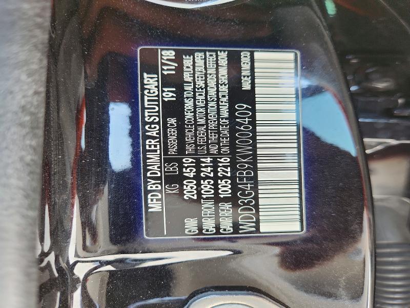 2019 Mercedes-benz A მანქანა იყიდება აუქციონზე, vin: WDD3G4FB9KW006409, აუქციონის ნომერი: 63559496