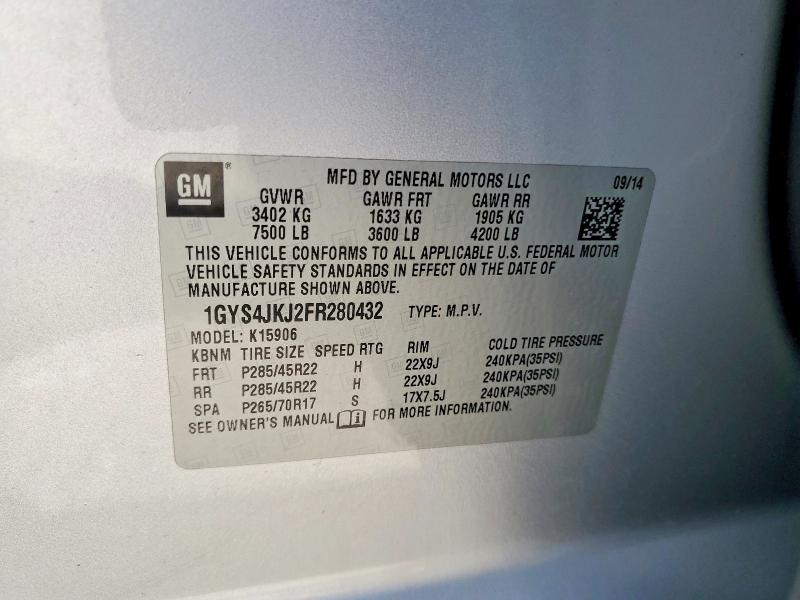Aukcja sprzedaży 2015 Cadillac Escalade, vin: 1GYS4JKJ2FR280432, numer aukcji: 65441326