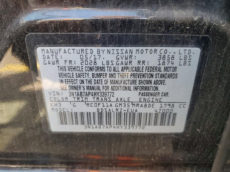 66619926 :رقم المزاد ، 3N1AB7AP4HY339772 vin ، 2017 Nissan Sentra مزاد بيع