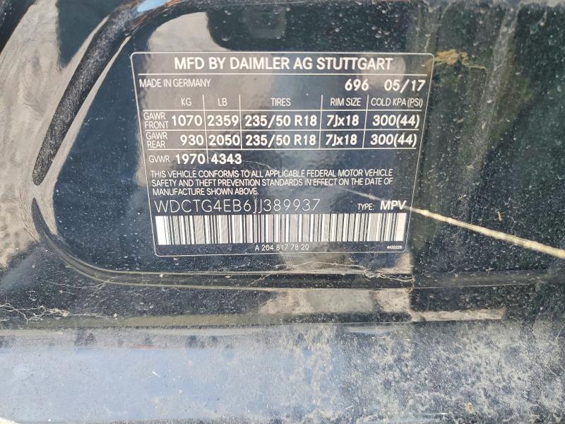 Продажа на аукционе авто 2018 Mercedes-benz Gla, vin: WDCTG4EB6JJ389937, номер лота: 63524066