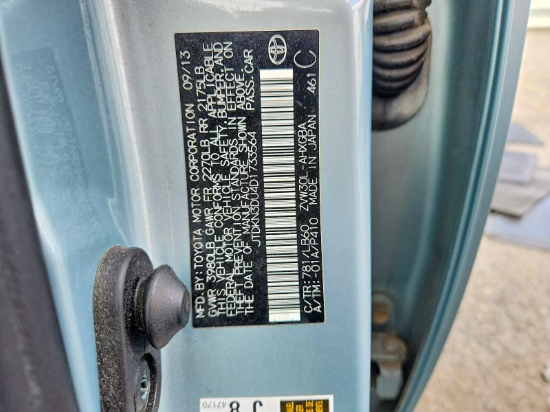 Aukcja sprzedaży 2013 Toyota Prius, vin: JTDKN3DU4D1733564, numer aukcji: 64060756
