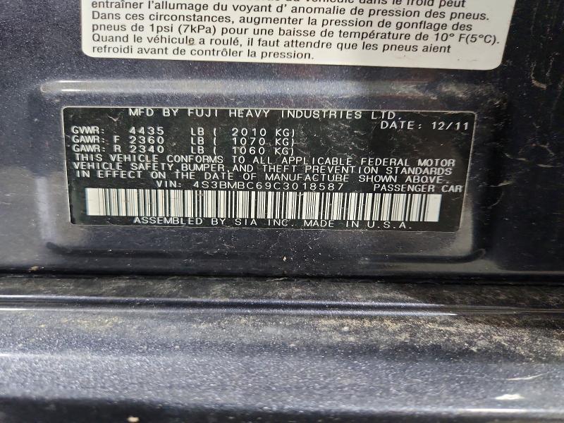 2012 Subaru Legacy მანქანა იყიდება აუქციონზე, vin: 4S3BMBC69C3018587, აუქციონის ნომერი: 66974276