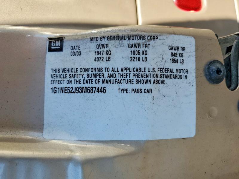 65739796 :رقم المزاد ، 1G1NE52J93M687446 vin ، 2003 Chevrolet Malibu مزاد بيع
