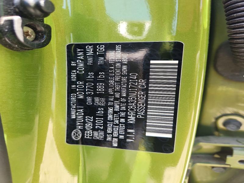 Продажа на аукционе авто 2022 Hyundai Venue, vin: KMHRC8A35NU172140, номер лота: 64783186
