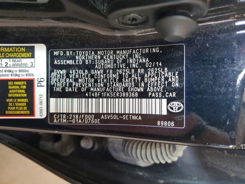 66119706 :رقم المزاد ، 4T4BF1FK5ER389368 vin ، 2014 Toyota Camry مزاد بيع