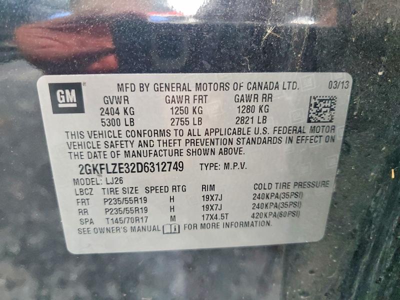 2013 Gmc Terrain მანქანა იყიდება აუქციონზე, vin: 2GKFLZE32D6312749, აუქციონის ნომერი: 64139396