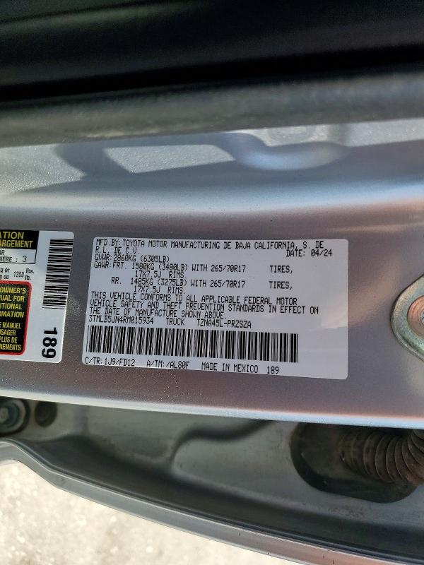 Продаж на аукціоні авто 2024 Toyota Tacoma, vin: 3TMLB5JN4RM015934, номер лоту: 65216106