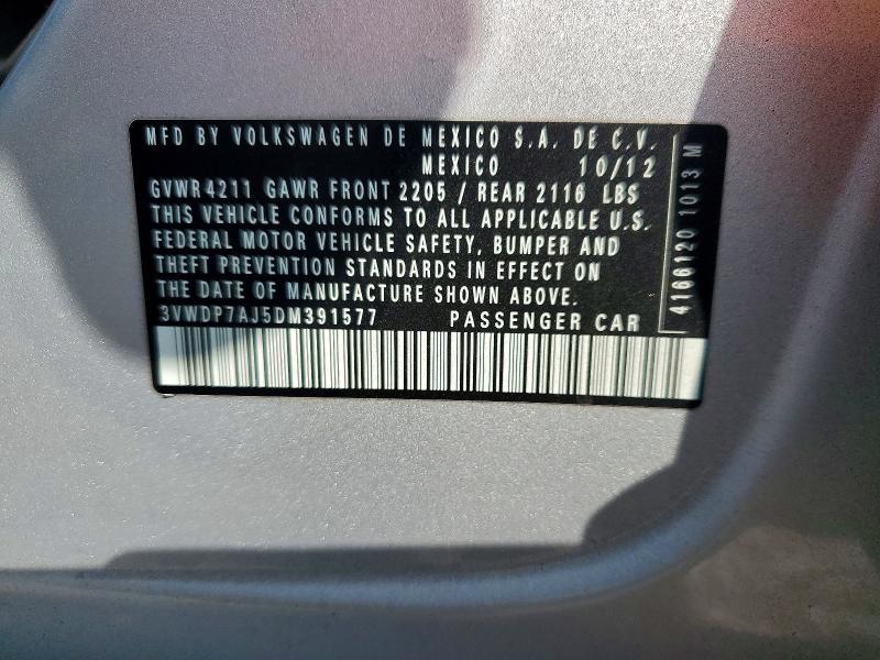 Продаж на аукціоні авто 2013 Volkswagen Jetta, vin: 3VWDP7AJ5DM391577, номер лоту: 64331546