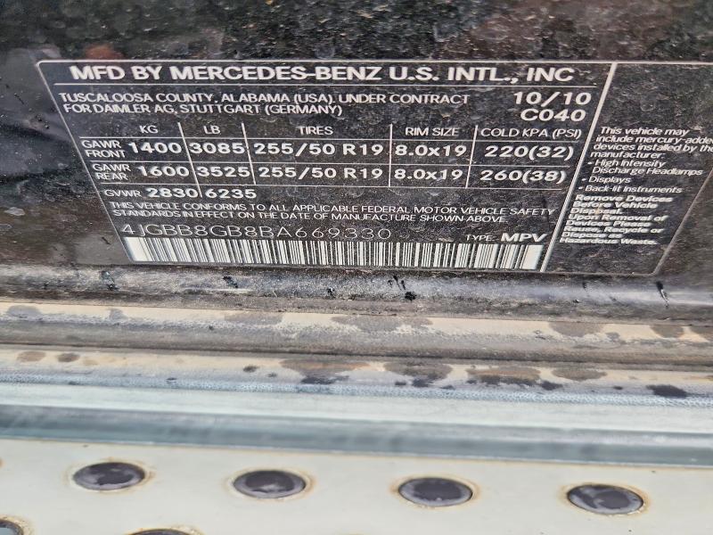 Aukcja sprzedaży 2011 Mercedes-benz Ml, vin: 4JGBB8GB8BA669330, numer aukcji: 66649776
