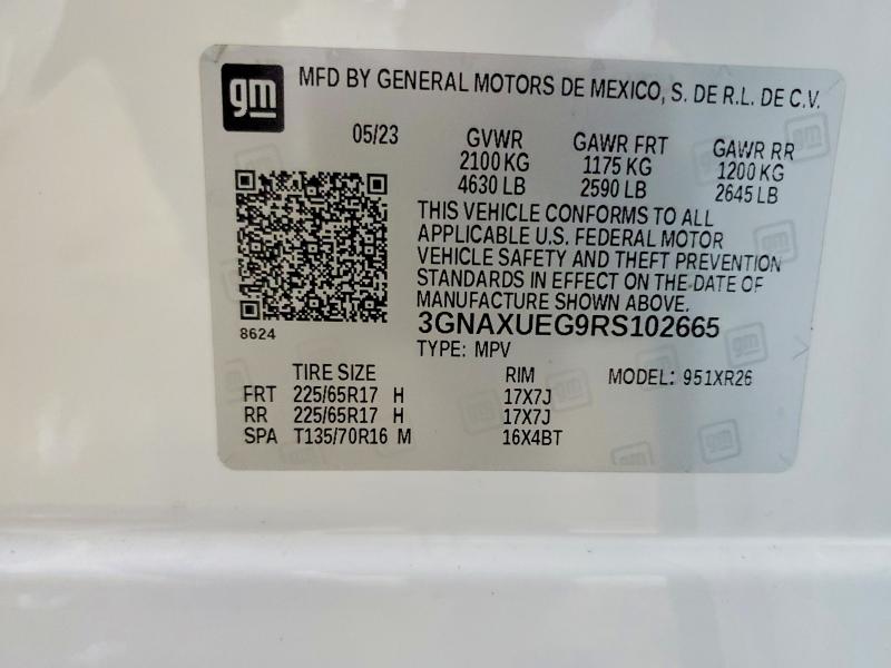 Aukcja sprzedaży 2024 Chevrolet Equinox, vin: 3GNAXUEG9RS102665, numer aukcji: 65915086