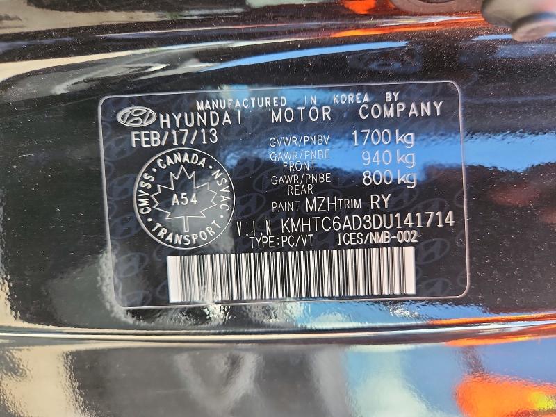 2013 Hyundai Veloster მანქანა იყიდება აუქციონზე, vin: KMHTC6AD3DU141714, აუქციონის ნომერი: 65496546