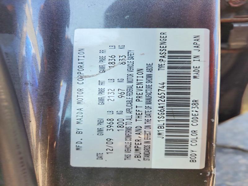 65506466 :رقم المزاد ، JM1BL1SG6A1265744 vin ، 2010 Mazda 3 مزاد بيع