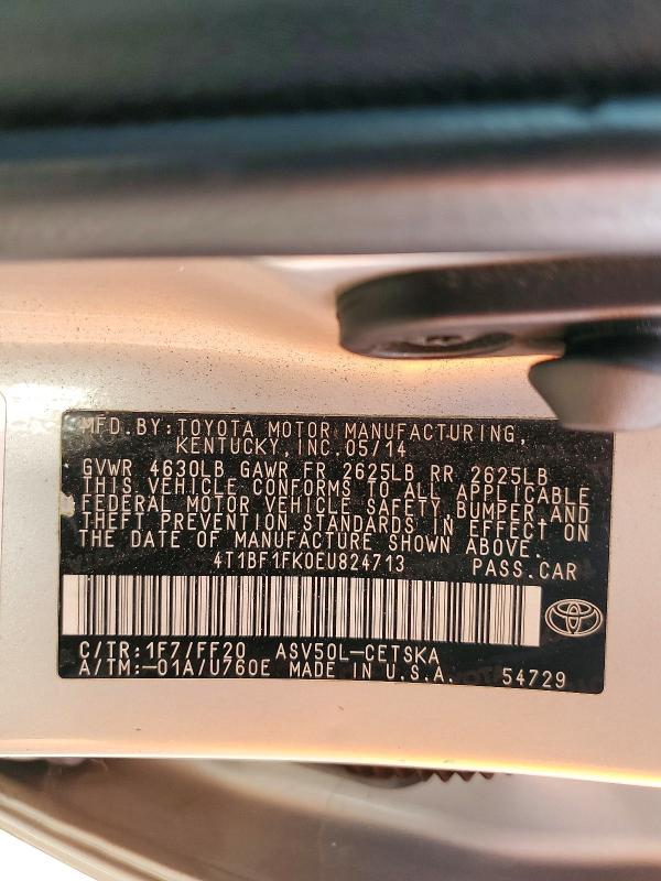 Aukcja sprzedaży 2014 Toyota Camry, vin: 4T1BF1FK0EU824713, numer aukcji: 64339356