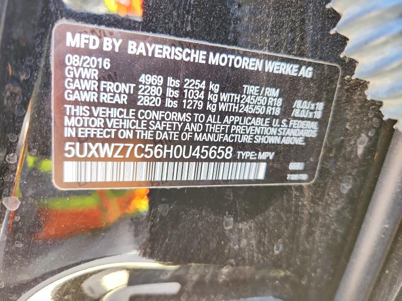 Aukcja sprzedaży 2017 Bmw X3, vin: 5UXWZ7C56H0U45658, numer aukcji: 64999526