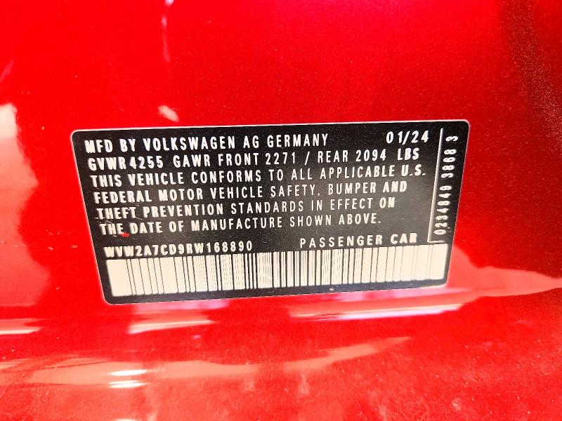 2024 Volkswagen Gti მანქანა იყიდება აუქციონზე, vin: WVW2A7CD9RW168890, აუქციონის ნომერი: 64513136