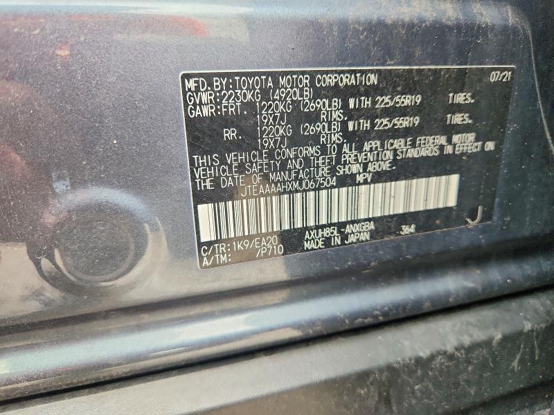 64212746 :رقم المزاد ، JTEAAAAHXMJ067504 vin ، 2021 Toyota Venza مزاد بيع