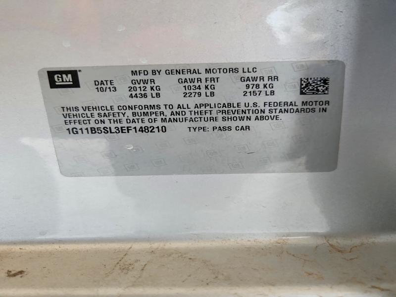 Продаж на аукціоні авто 2014 Chevrolet Malibu, vin: 1G11B5SL3EF148210, номер лоту: 66283406