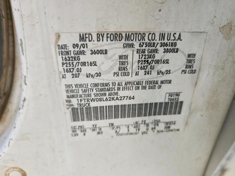 Aukcja sprzedaży 2002 Ford F150, vin: 1FTRW08L62KA27764, numer aukcji: 67151156
