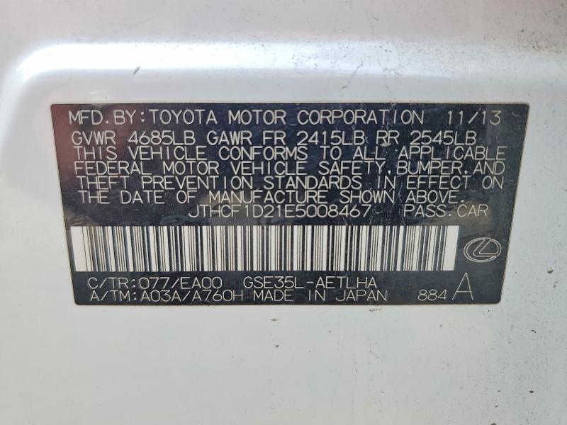 Aukcja sprzedaży 2014 Lexus Is, vin: JTHCF1D21E5008467, numer aukcji: 65033006