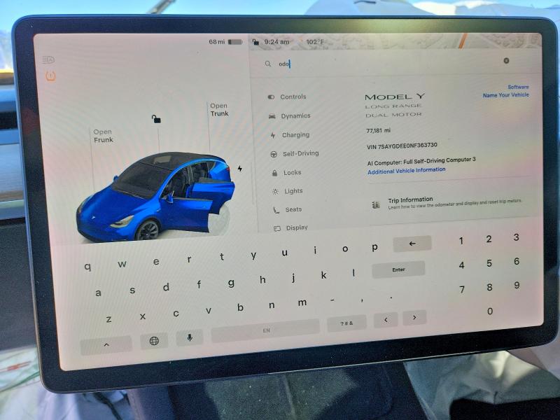 Продаж на аукціоні авто 2022 Tesla Model Y, vin: 7SAYGDEE0NF363730, номер лоту: 66505936