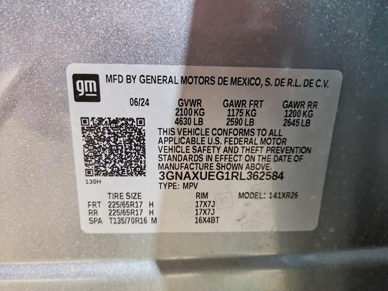 65490016 :رقم المزاد ، 3GNAXUEG1RL362584 vin ، 2024 Chevrolet Equinox مزاد بيع